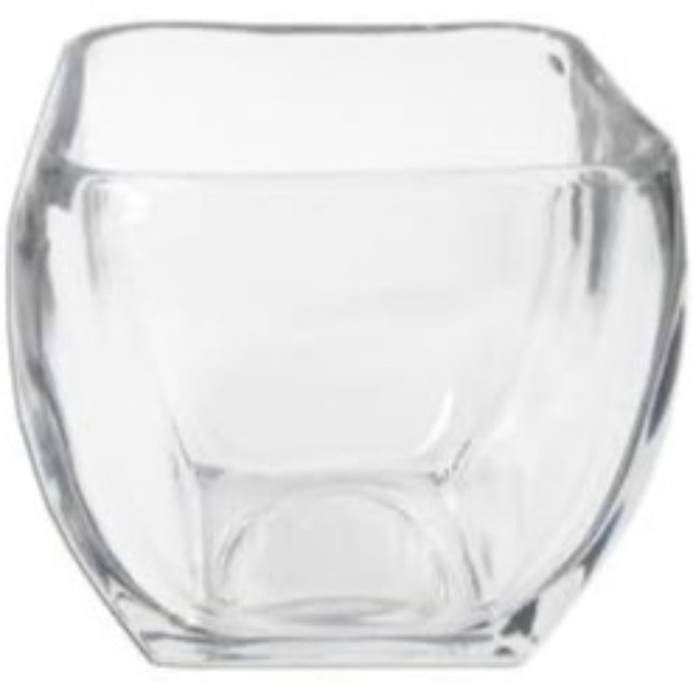 Libbey Glass Handmade Flower Votive Bowl Decoupaged Heavy Glass Curved Square - Picture 11 of 16